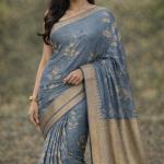Women's Art Silk Gray Saree
