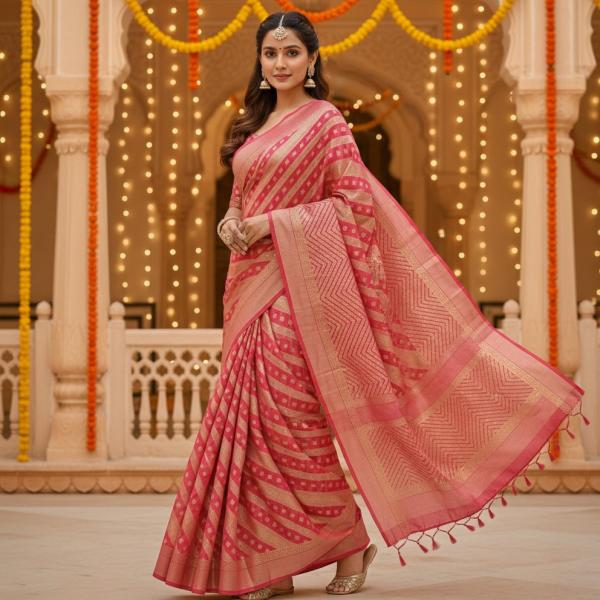 Women's Art Silk Red Saree