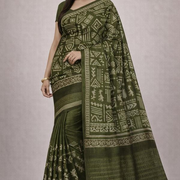 Women's Cotton Saree With Unstitched Blouse Piece