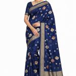 Women's Self Design Bandhani Cotton Blend Saree  (Blue)