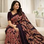 Georgette Block Printed Sarees for Women with Blouse Piece