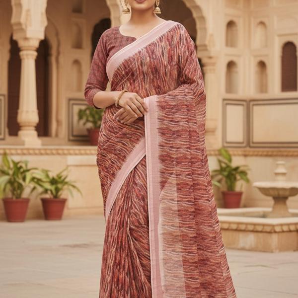 Georgette Printed Sarees for Women with Blouse Piece