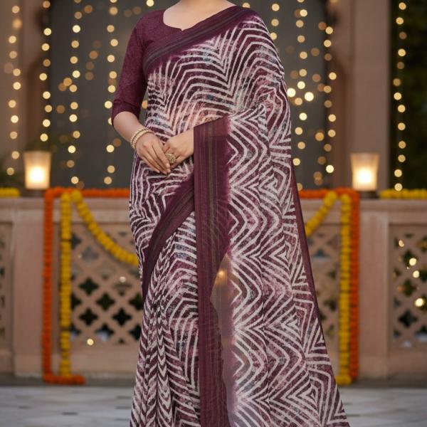 Georgette Printed Sarees for Women with Blouse Piece
