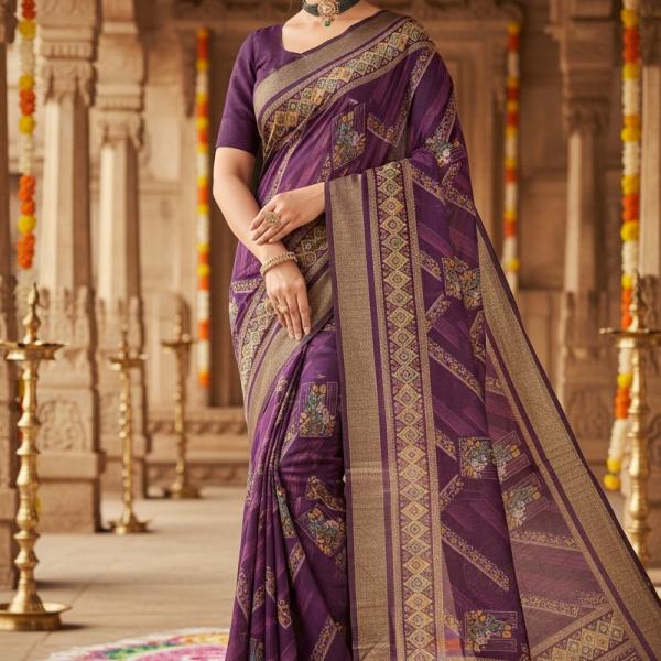 Georgette Printed Sarees for Women with Blouse Piece