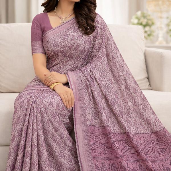 Georgette Printed Sarees for Women with Blouse Piece