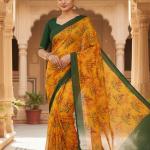 Georgette Printed Sarees for Women with Blouse Piece