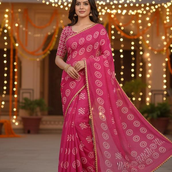 Georgette Printed Sarees for Women with Blouse Piece