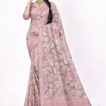 Georgette Printed Sarees for Women with Blouse Piece
