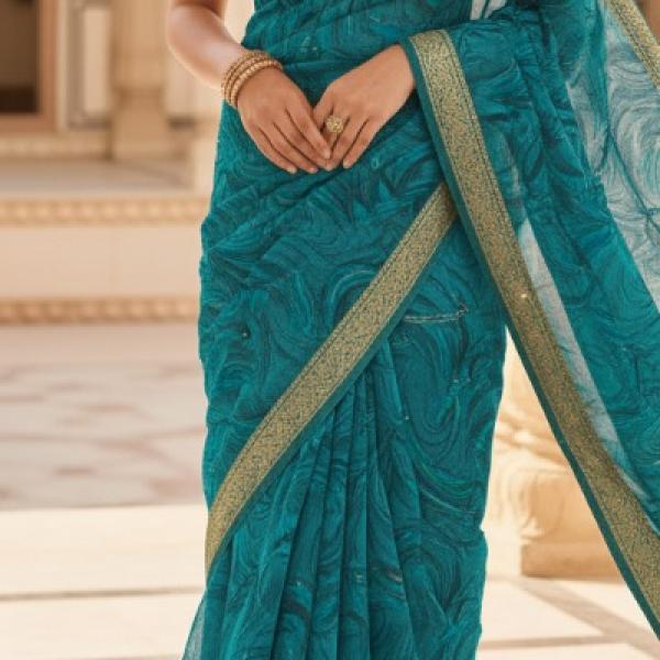Georgette Printed Sarees for Women with Blouse Piece
