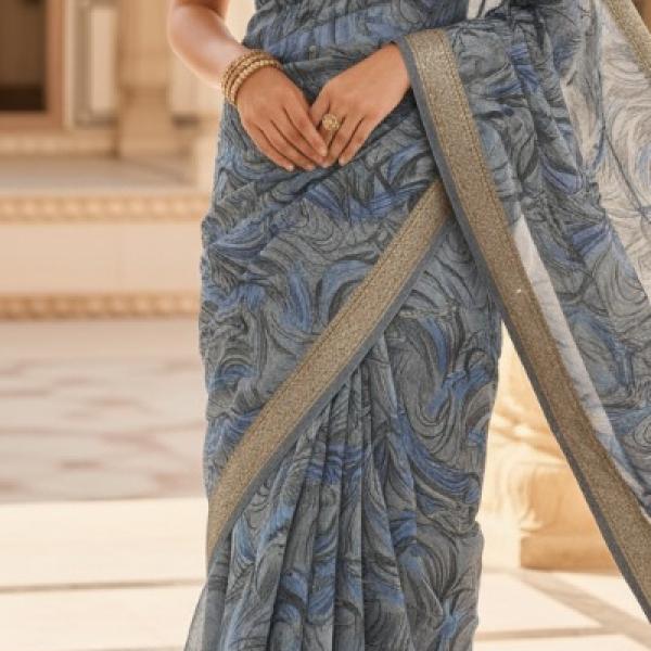Georgette Printed Sarees for Women with Blouse Piece