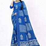 Cotton Saree with White Warli Art Print | Soft Handcrafted Cotton Fabric | Lightweight and Comfortable Saree for Women