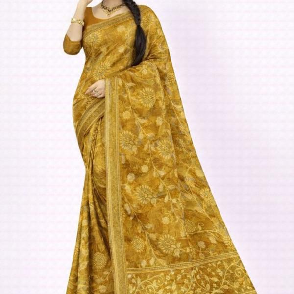 Georgette Printed Sarees for Women with Blouse Piece