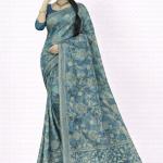 Georgette Printed Sarees for Women with Blouse Piece