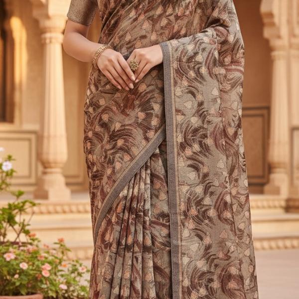 Georgette Printed Sarees for Women with Blouse Piece
