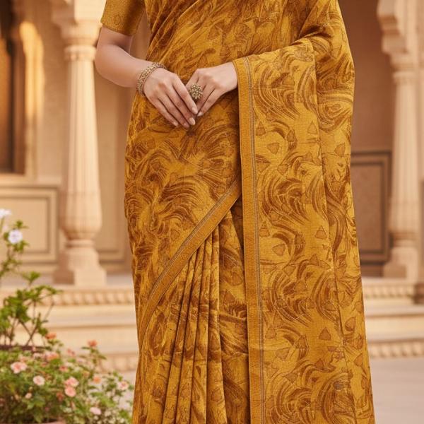 Georgette Printed Sarees for Women with Blouse Piece