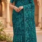 Georgette Printed Sarees for Women with Blouse Piece