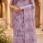 Georgette Printed Sarees for Women with Blouse Piece