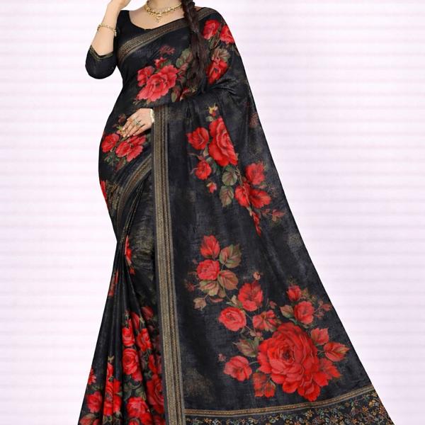 Georgette Printed Sarees for Women with Blouse Piece