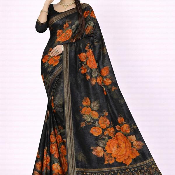 Georgette Printed Sarees for Women with Blouse Piece