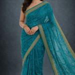 Georgette Printed Sarees for Women with Blouse Piece