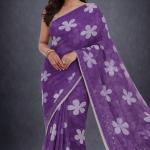 Georgette Printed Sarees for Women with Blouse Piece