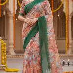 Georgette Printed Sarees for Women with Blouse Piece