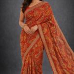 Georgette Printed Sarees for Women with Blouse Piece