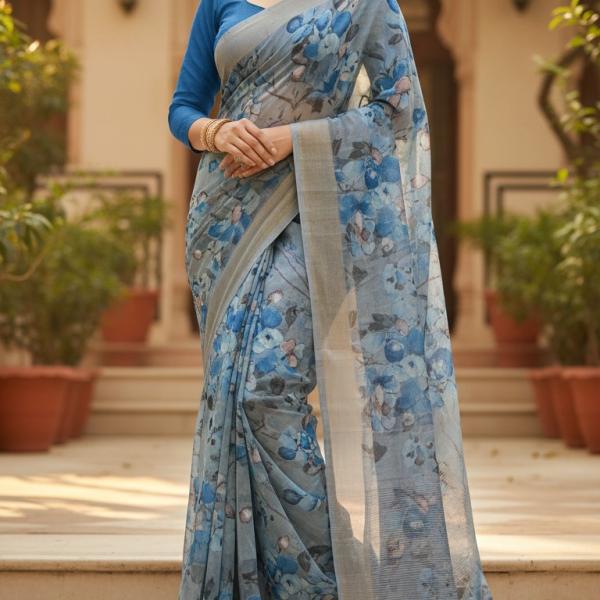 Georgette Printed Sarees for Women with Blouse Piece