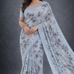 Georgette Printed Sarees for Women with Blouse Piece