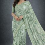 Georgette Printed Sarees for Women with Blouse Piece