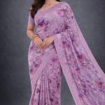 Georgette Printed Sarees for Women with Blouse Piece