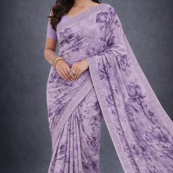 Georgette Printed Sarees for Women with Blouse Piece