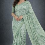 Georgette Printed Sarees for Women with Blouse Piece