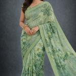 Georgette Printed Sarees for Women with Blouse Piece