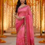 Georgette Printed Sarees for Women with Blouse Piece