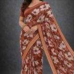 Georgette Printed Sarees for Women with Blouse Piece