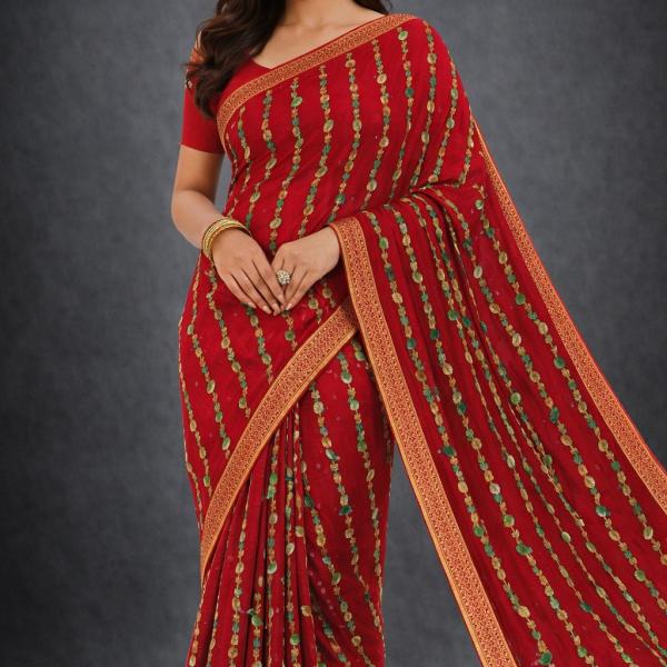 Georgette Printed Sarees for Women with Blouse Piece
