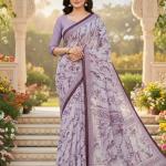 Georgette Printed Sarees for Women with Blouse Piece