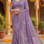 Georgette Printed Sarees for Women with Blouse Piece