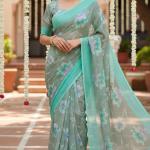 Georgette Printed Sarees for Women with Blouse Piece