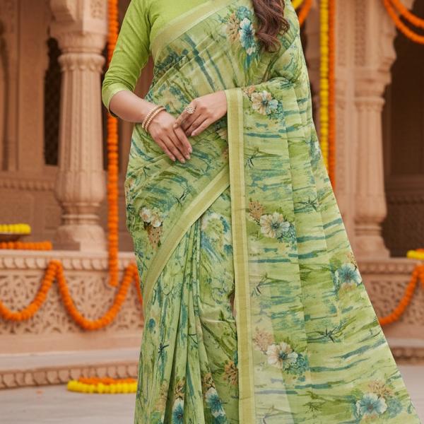 Georgette Printed Sarees for Women with Blouse Piece
