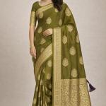 Women's Banarasi Silk Work Saree With Unstiched Blouse Piece
