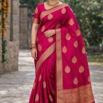 Women's Banarasi Silk Work Saree With Unstiched Blouse Piece