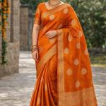 Women's Banarasi Silk Work Saree With Unstiched Blouse Piece