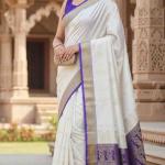 Women's Banarasi Lichi Silk Saree With Plain Unstitched Blouse piece