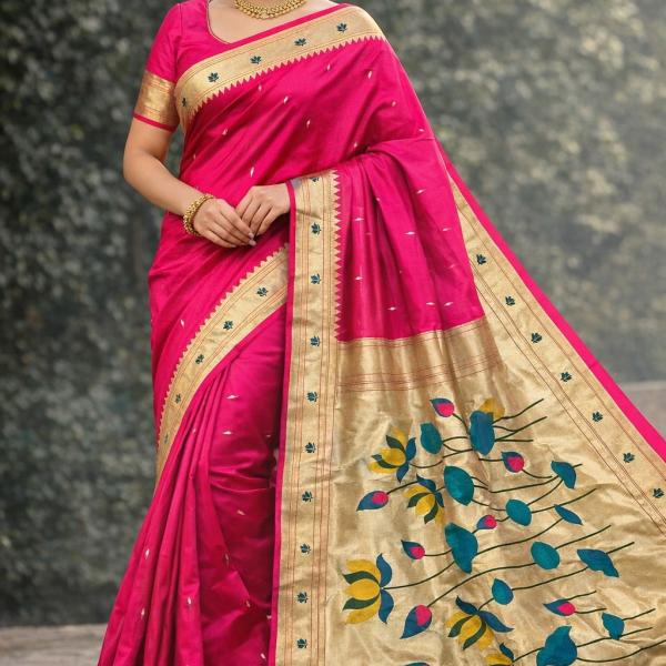 women Lotus Paithani Style Saree