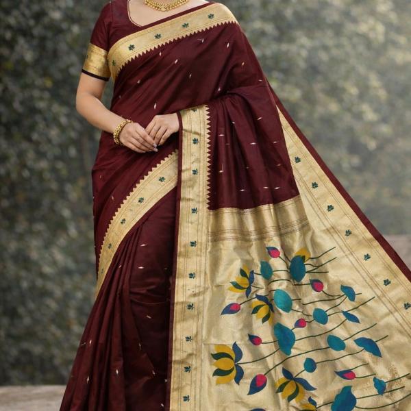 women Lotus Paithani Style Saree