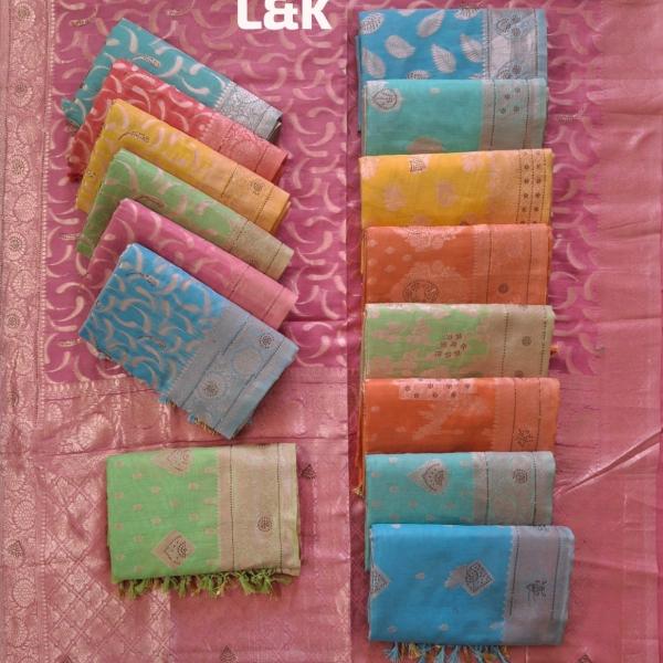 Women's Banarasi Cotton Silk Saree With Blouse Piece