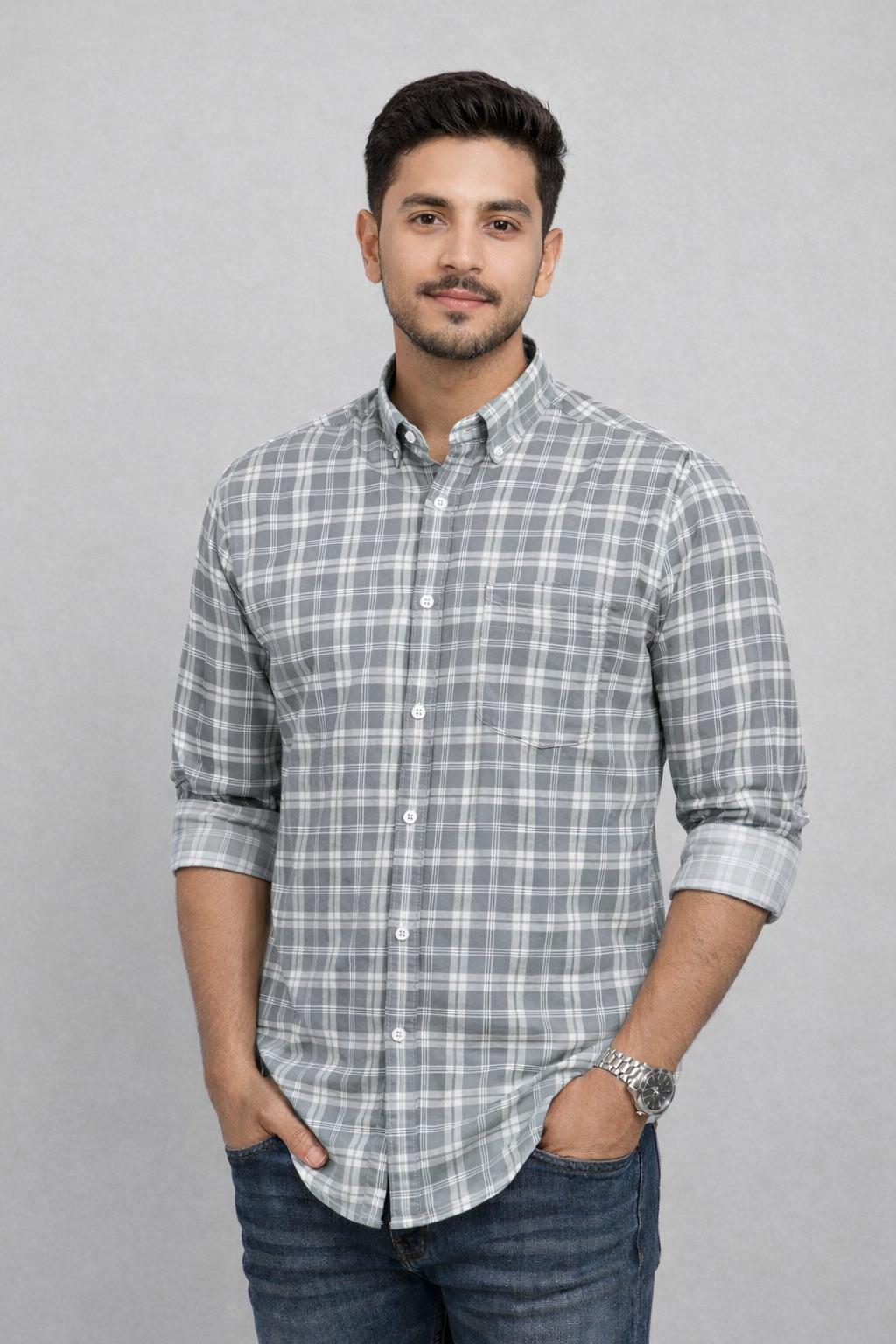 Premium Men's Stylish Check Shirt-Regular Fit