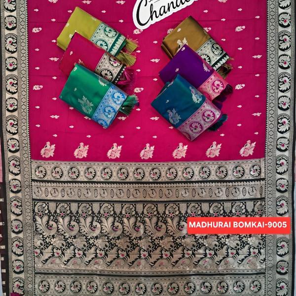 WOMAN CHANDERI MADURAI BOMKAI  SILK SAREE